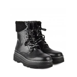 Ash Siberia Faux Fur & Leather Black Women's Combat Boots - NWT Size 7